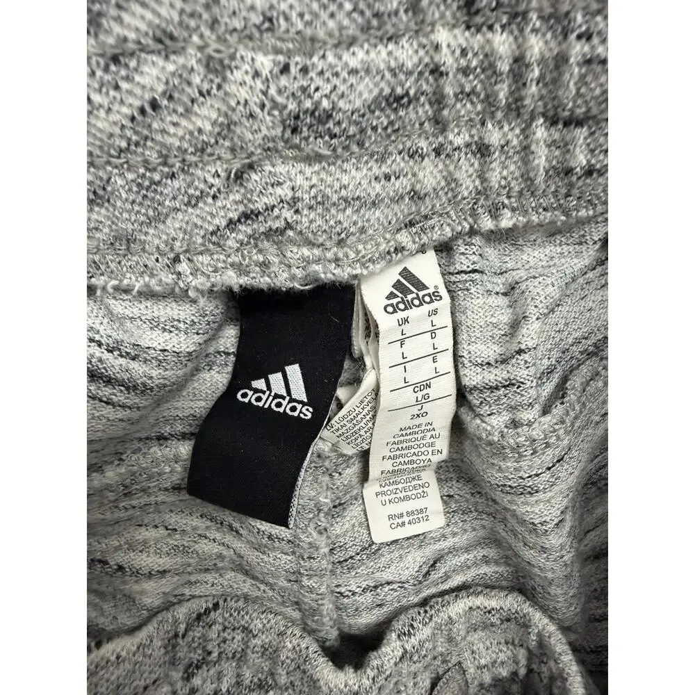 Adidas Men's Gray Space Dye Knit Jogger Sweatpants Zip Pockets Sz L 100% Cotton